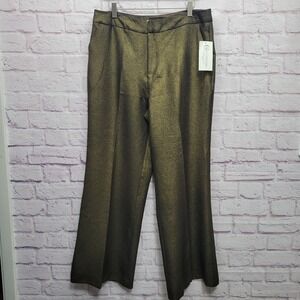 NEW Cato Collection Limited Edition Hi-Rise Wide Leg Pants‎ Sz 12 Gold Metallic